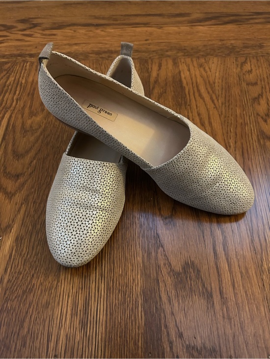 Paul Green Shoes - Paul Green Nubuck Almond Toe Slip-on Flats Loafer Metallic Light Gold 9 US EUC